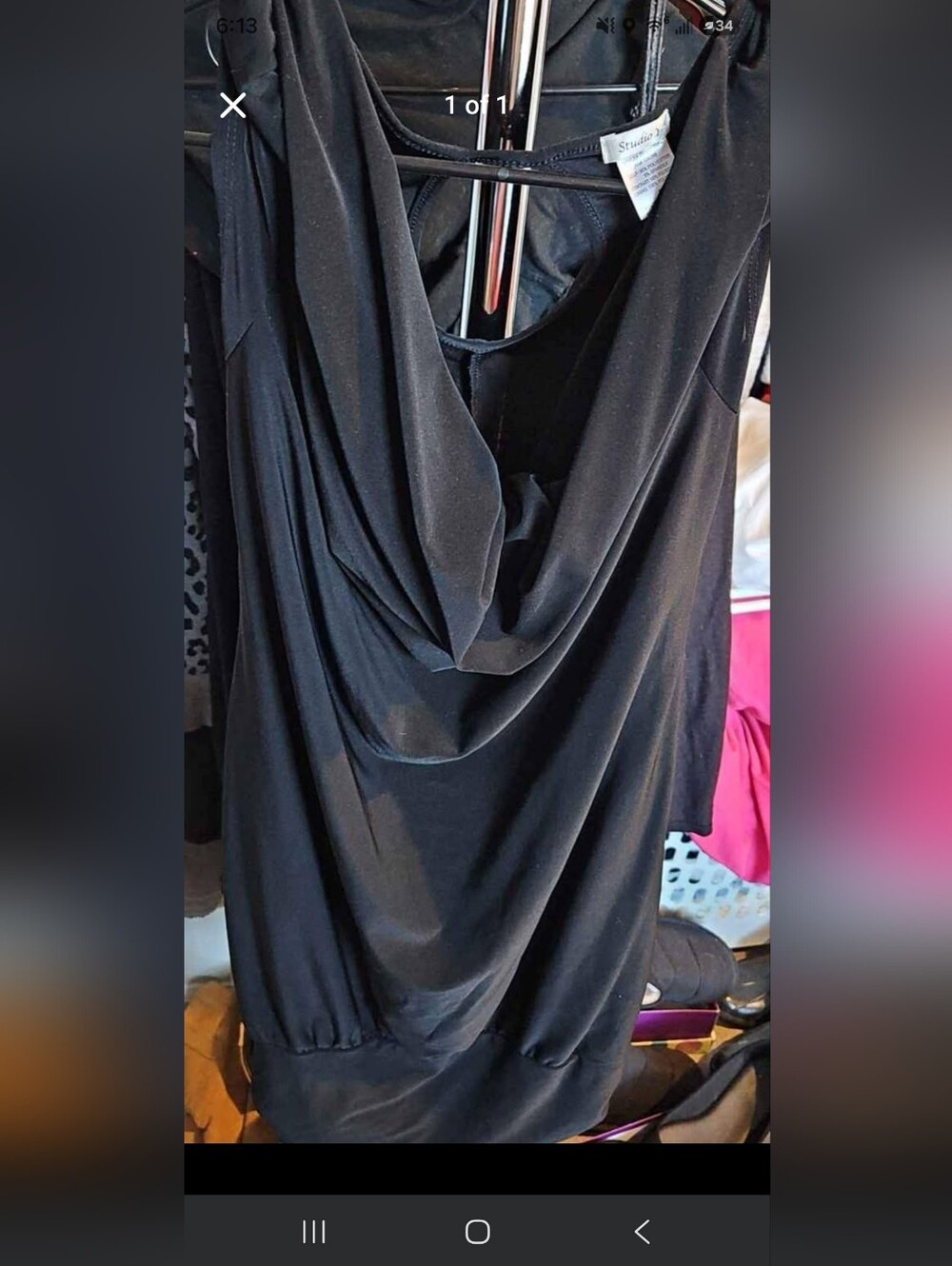 Draped Cowl Neck Black Dress